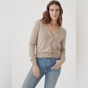 PACT Women's Classic Fine Knit Cardigan in Wheat Heather
S